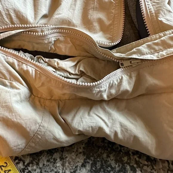 Greg Norman Jacket Mens Large Tan Nylon Fleece Lined Full Zip Hidden Hood - Picture 8 of 8